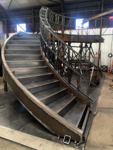 Curving Steel Stair In Fabrication